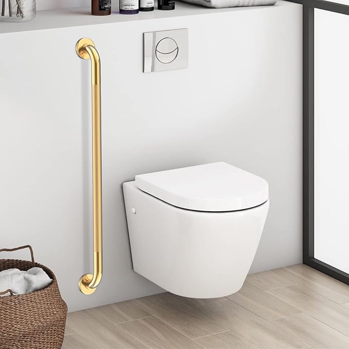36 Inch Anti Slip Shower Grab Bar Gold, Munzong 2 Pack Bathroom Grab Bar, Knurled Bathroom Balance Bar,Safety Hand Rail Support Handicap Elderly Injury Senior Assist Bath Handle