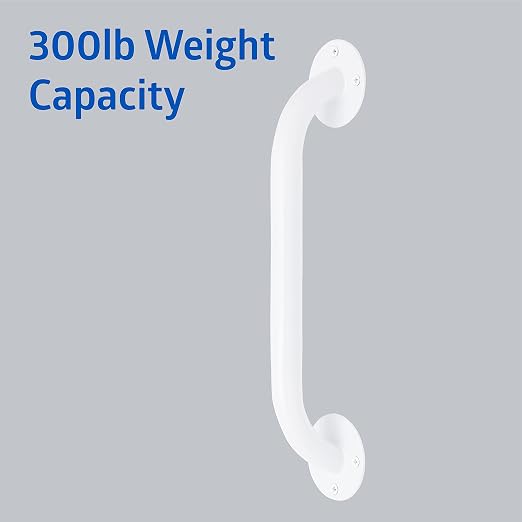 Medline White 12” Grab Bar for Shower & Bathtub, Independence Aid & Ease of Movement — For Elderly, Handicapped or Seniors, 300 lb. Capacity, 1 Bar