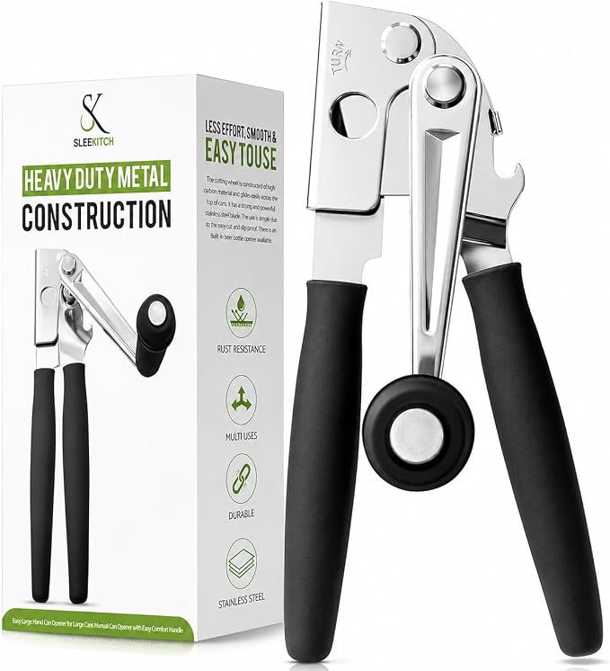 Commercial Can Opener Heavy Duty Manual Hand Crank for Large Cans | Hand Crank, Large Handheld for Big Cans, Swing Grip Design, Comfortable Easy Crank Handle