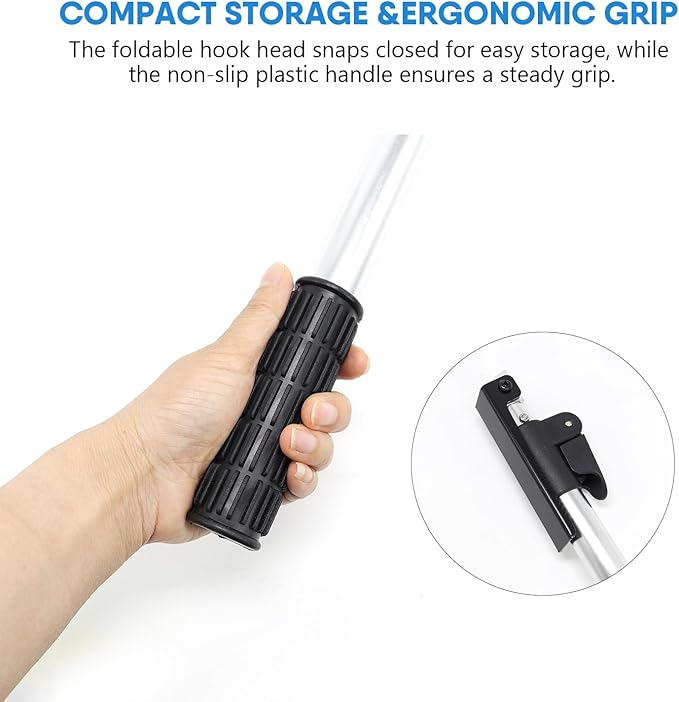 HUAALIUCHE Telescopic 5FT Pickup Truck Cargo Retriever Hook, Multi-Use Extendable Retriever Tool, Long Reach Cargo Grabber for Truck Bed Accessories