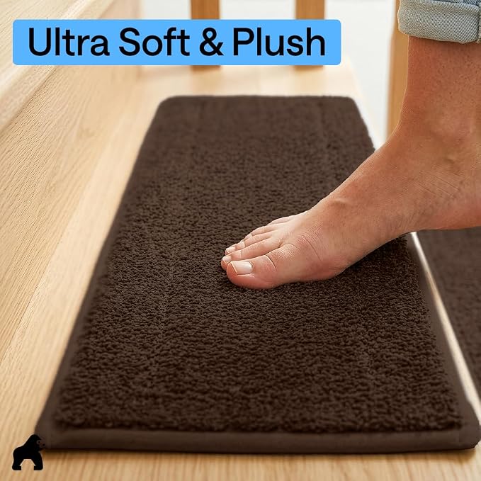 GORILLA GRIP Peel and Stick Stair Treads for Wooden Steps, Multi-Surface Use, Machine Washable Carpet Runners, Indoor Rugs for Stairs, Pet Friendly, Universal Size, 4 Pack Brown, 8x28 Inches