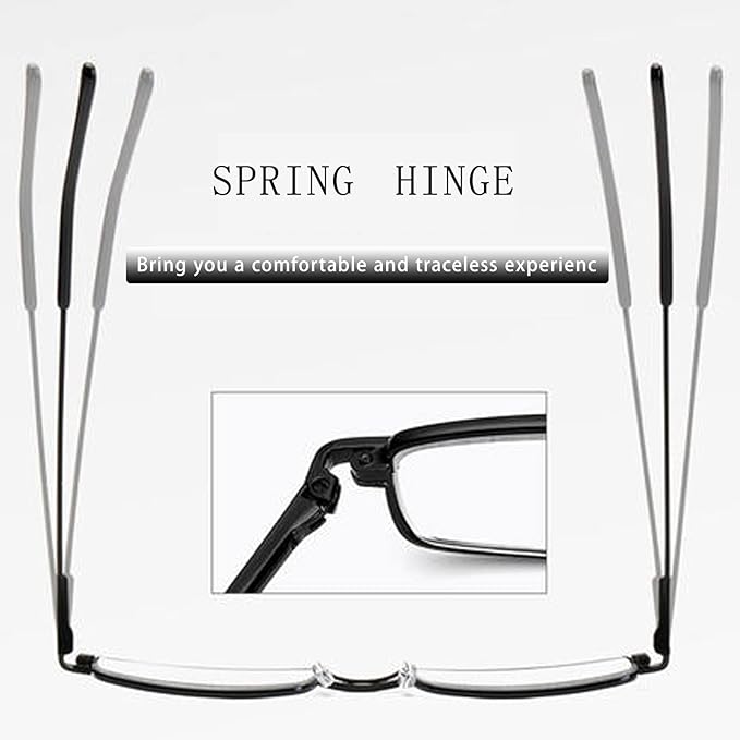 Viseng Slim Mini Metal Reading Glasses Compact Lightweight Portable Readers with Glasses Case for Reading Case,Black+Black+1.0