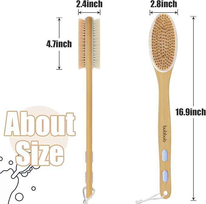 Back Scrubber for Shower,Bath Brush with Long Handle,Men and Women (Blue) | Bath Brush Body Exfoliator for Wet or Dry Brushing
