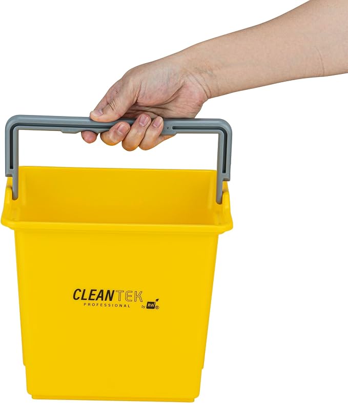 Restaurantware-Clean Tek Professional 6 Quart Cleaning Bucket, 1 Utility Pail with Handle - Heavy-Duty, Portable, Yellow Plastic Washing Pail, Perfect for Household, Outdoor, Car Wash and More