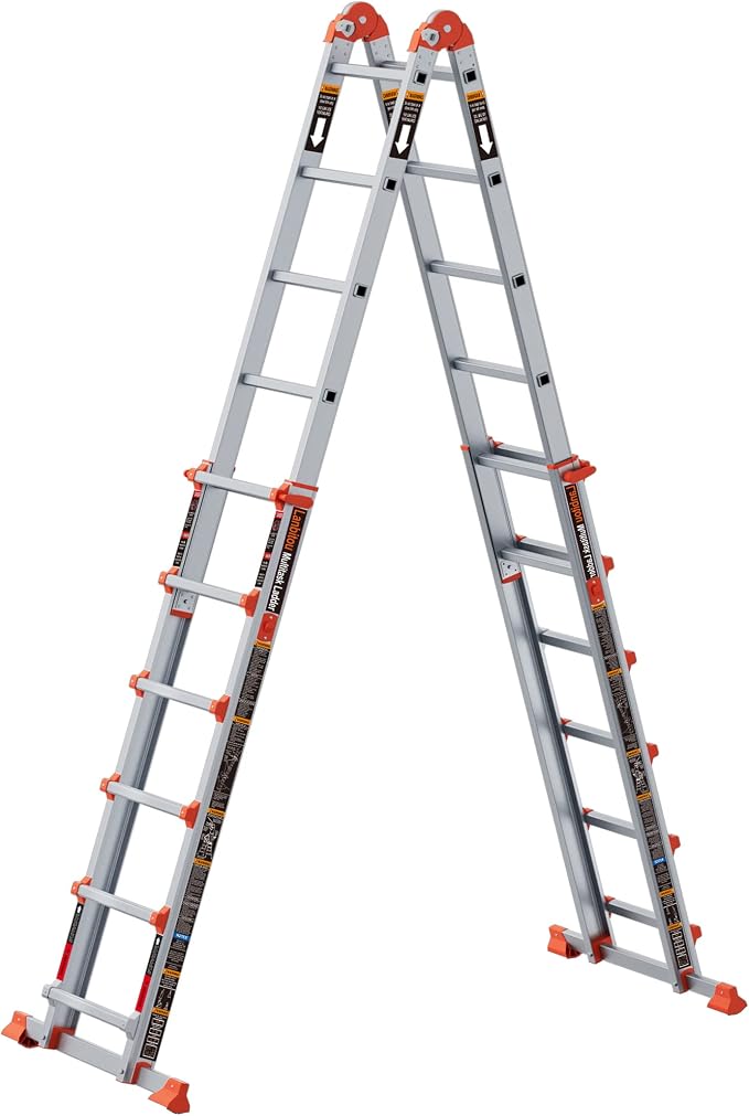 LANBITOU Ladder, A Frame 6 Step Ladder Extension, 22 Ft Anti-Slip Multi Position Ladder, Storage Folding Ladder, 330 lbs Security Load Telescoping Aluminum Ladders for Stairs Home Indoor Outdoor Roof