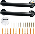 12 INCH Metal Stair Handrail 2pcs Wall Mount Handrail Indoor Safety Grab Bar for Stairs Handicap Grab Bars for Seniors Elderly,for Bathroom, Shower, Toilet-Matte Black