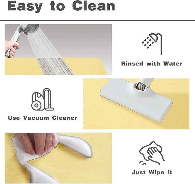 TYUU Bathroom Mat Quick Dry, Bathroom Rugs Non Slip Washable Thin Absorbent Bath Mat Fits Under Door Bathroom Floor Mat Perfect for Bath, Shower, or Sink 36"x48" Light Yellow