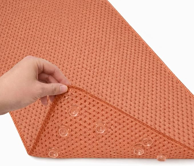 Bathtub Mat Non Slip, Bath Mat for Tub Non Slip, Tub Mat Extra Large 36 x 17 in, Bathtub Mat with Suction Cups & Drain Holes, Soft Foam, Machine Washable, Peach