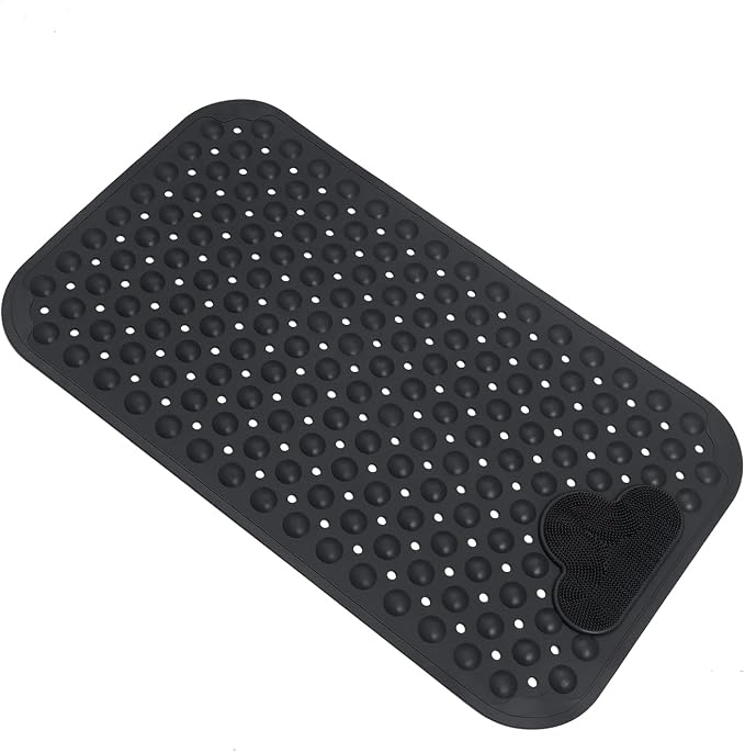 Bath Tub Mat Shower Mat Non Slip Bathtub Mats with Suction Cups Bath Mat for Tub Bathroom Mats 28" X 16" Machine Washable (Black)