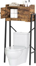 YATINEY Over The Toilet Storage Cabinet, Freestanding Above The Toilet Storage Cabinet, Over The Toilet Storage Rack with X-Shaped Back Support, for Bathroom, Laundry, Rustic Brown and Black TR04BR