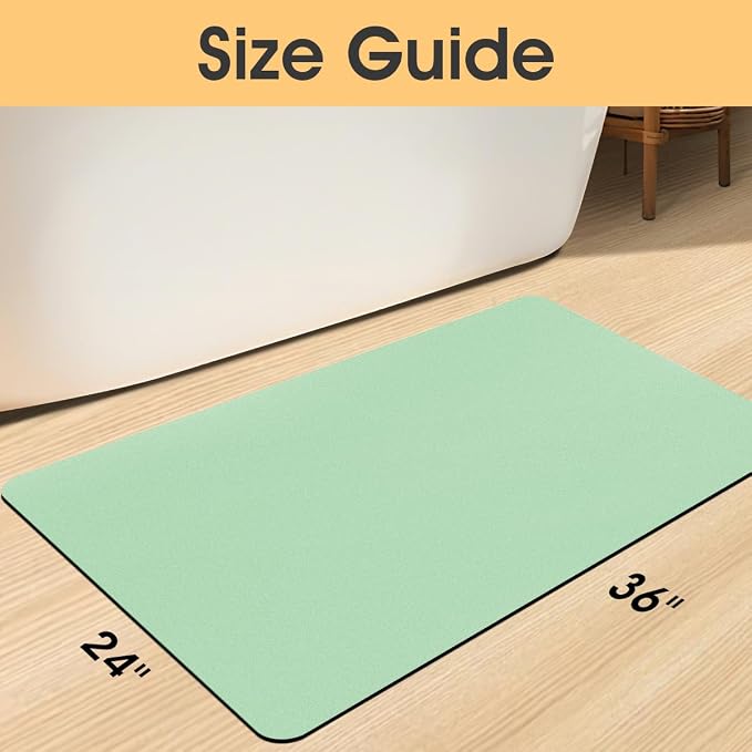ACCUMTEK Non Slip Bath Mat, Thin Bathroom Rugs Fit Under Door, Quick Dry Bath Mats, Machine Washable Bath Rugs for Bathroom, Bathtub & Kitchen, Bathtub, Sage Green/Solid/32 x20