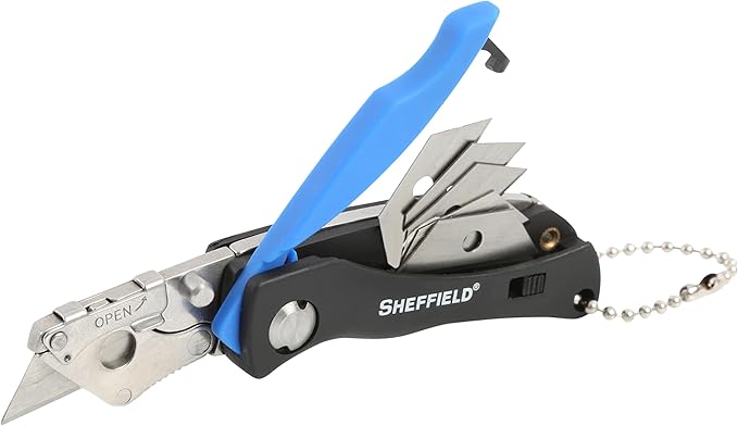 Sheffield Mini Box Cutter, Mini Utility Knife Aluminum Handle, Accepts Mini Utility Blades, Keychain Knife for Home, Office, Trades, and Warehouse