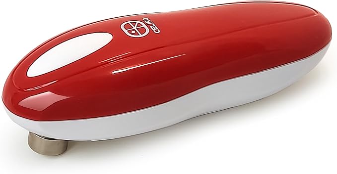 A1 Electric Can Opener – Smooth Edge Tin Opener with Easy-Touch Start & Stop, Ergonomic, Compact & Cordless Design - Red