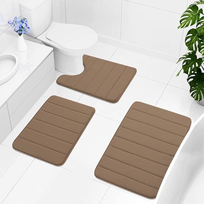 Buganda Memory Foam Bath Mat, 60" x 24", Ultra Soft and Non-Slip Bathroom Rugs, Water Absorbent and Machine Washable Bath Rug Runner for Bathroom, Shower, and Tub, Mocha