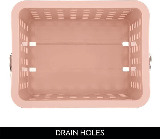 iDesign Small Shower Caddy with Handle, Portable Shower Organizer for Dorm or Bathroom, 3-Pack, Pink