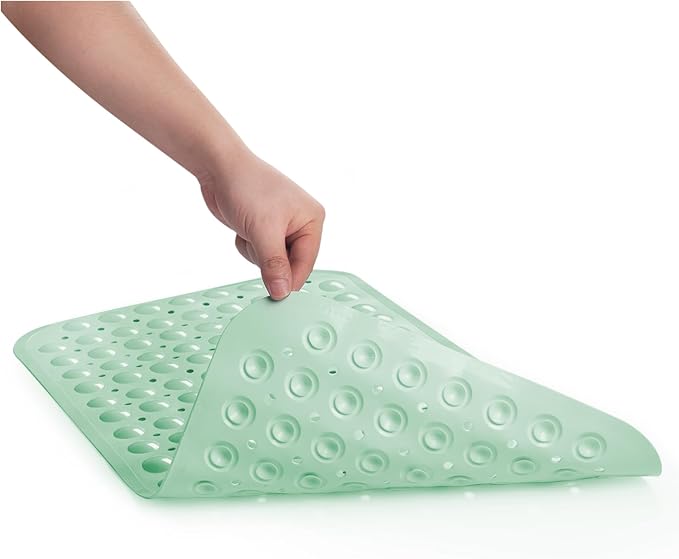AmazerBath Bath Tub Mat, Medium Size 27.6 x 15 Inches Non-Slip Shower Mats with Suction Cups and Drain Holes, Bathroom Bathtub Mats Machine Washable (Mint Green)