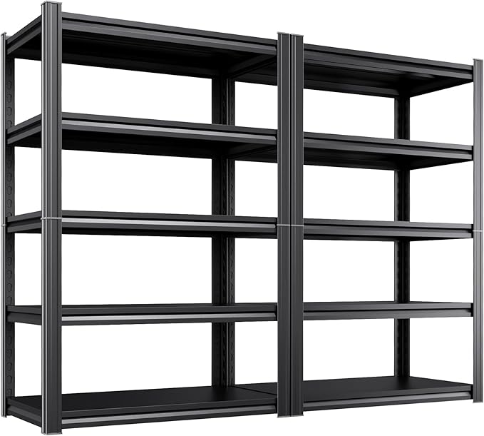 Metal Garage Shelving 5 Tier Storage Shelves, 71"Hx35"Wx16"D Adjustable Heavy Duty Shelving Unit and Storage Large Rack, Utility Steel Shelf 2 Pack for Shop Warehouse Industrial Pantry Basement