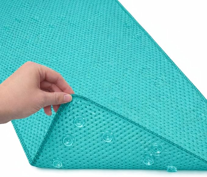 Bathtub Mat Non Slip, Bath Mat for Tub Non Slip, Tub Mat Extra Large 36 x 17 in, Bathtub Mat with Suction Cups & Drain Holes, Soft Foam, Machine Washable, Teal