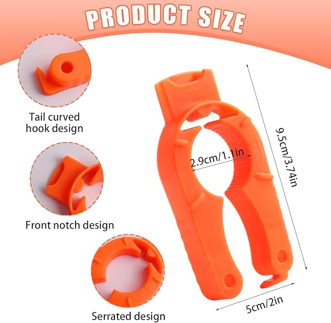 6-Pack Plastic Bottle Cap Opener, 3-in-1 Multi-Purpose Gripper Water Bottle Opener for Arthritic Hands, Easy-Twist Jar Opener Tool for Kitchen, Camping & Outdoor Use (Orange, Blue, White)
