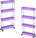 SPACELEAD 2-piece Set Slim Storage Cart 3 Tier,Bathroom Organizer Rolling Utility,Mobile Shelving Unit Slide Out for Office, Kitchen, Laundry Room & Narrow Places