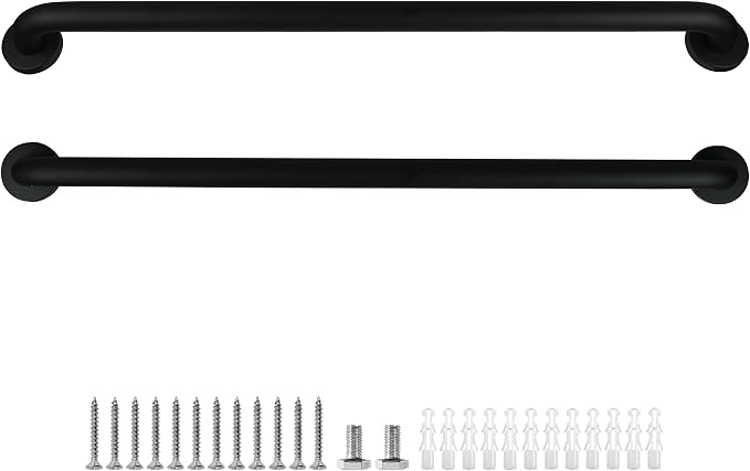 Shower Grab Bar, 2 Pack 32 Inch Black Bathroom Grab Bar, 1.25" Diameter Stainless Steel Grab Bars for Bathtubs and Showers, Handicap Shower Grab Bar for Seniors Elderly