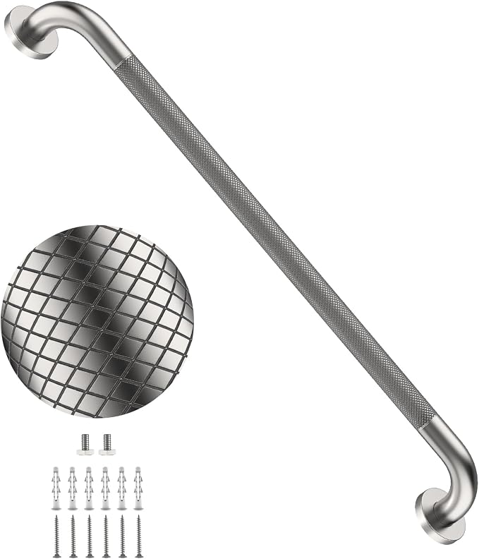 32 Inch Brushed Nickel Grab Bars for Shower with Anti-Slip Knurled Grip,YuanDe Stainless Steel Bathroom Grab Bars, Shower Handrail Support, Handicap Elderly Balance Assist Handles