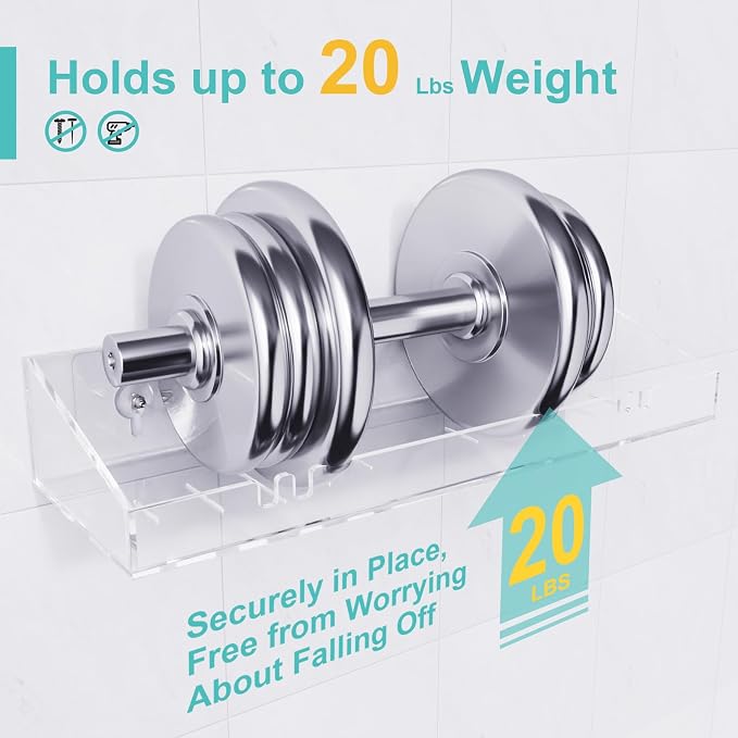 Bakzon Adhesive Shower Caddy, 5 Pack Acrylic Shower Shelves Bath Organizers With Large Capacity, No Drilling Shelves for Bathroom Storage