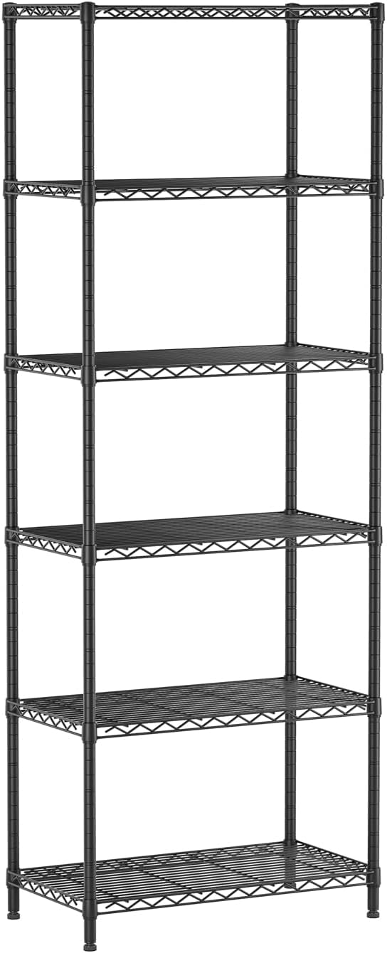 SINGAYE Shelf Wire Shelving Adjustable Storage Shelves Rack Standing Units for Kitchen Closet Laundry Bathroom Organizers Metal Pantry Narrow Mesh Gaps 14" D x 24" W x 72" H Black