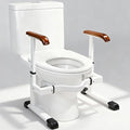 FSA/HSA Eligible Toilet Safety Rails for Elderly with Solid Wood Handles, Adjustable Height & Width, Heavy Duty Thickened Toilet Safety Frame, 520 LBS Capacity, Handles for Disabled & Seniors