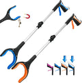 2-Pack Grabber Reacher Tool,32 Inch Extra Long Foldable Pick Up Stick with Buckle and Rope and with Strong Grip Magnetic,360°Rotating Anti-Slip Jaw,Grabber Tool for Outdoor & Indoor (Blue&Orange)