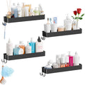 Yieach 4 Pack in Shower Organizers,Adhesive Shower Caddy,No Rust Acrylic Shower Shelves & Storage Rack,Plastic Bathroom Shelves,Bathtub Storage Organizer,Shampoo,Conditioner Holder for Washroom,Black