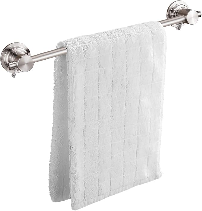 JiePai 24 inch Suction Cup Towel Bar Brushed Nickel,Bath Shower Towel Holder Shower Door Adhesive Towel Bar Suction Towel Rack (Brushed Nickel, 24inch)