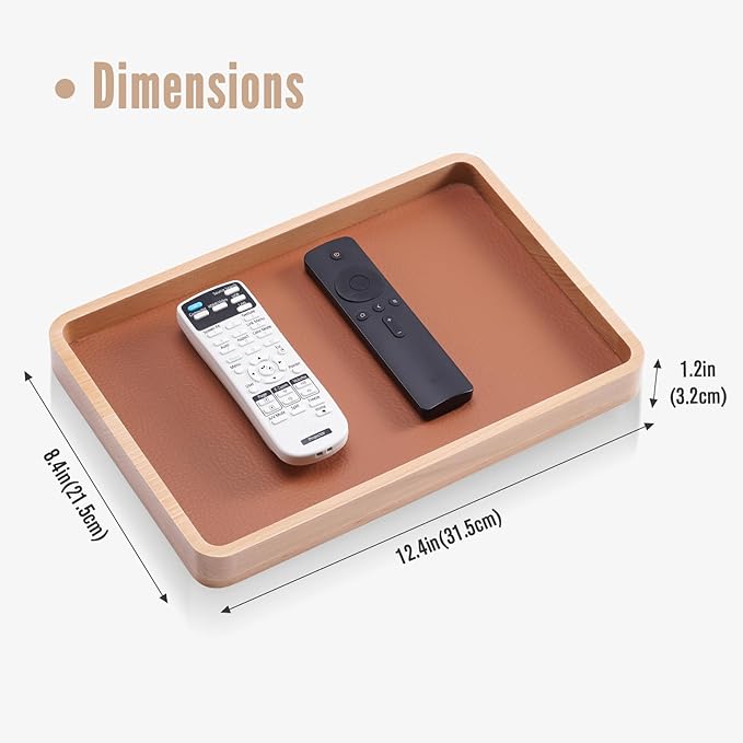 ProCase Wooden Valet Tray for Men, Wood Catch-All EDC Organizer, Fathers Day Gift, Nightstand Entryway Bedside Dump Holder for Wallets, Keys, Watches, Phones, Loose Change, Trinkets -LightBrown