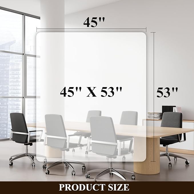 Office Chair Mat for Hard Floors - 45''×53'',Heavy Duty Clear Wood/Tile Floor Protector PVC Transparent