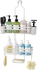 Shower Caddy Hanging for Bathroom Organizers and Storage, 3 Tier Adjustable Anti-Swing Shower Organizer hanging with Heavy-Duty Suction Cups, Damage-Free Rustproof (White)