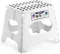 Delxo Folding Step Stool,11 Inch Non-Slip Foldable Step Stools for Kids and Adults,Portable Foldable Step Stool Lightweight Small Folding Stool with Handle for Kitchen Bathroom in White,1 Pack