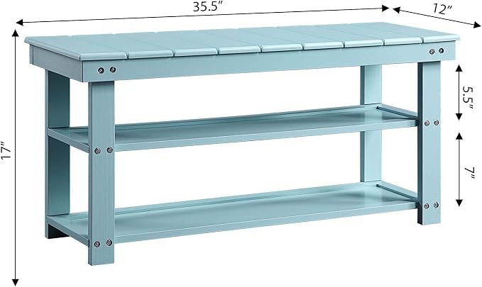 Convenience Concepts Oxford Utility Mudroom Bench, Sea Foam