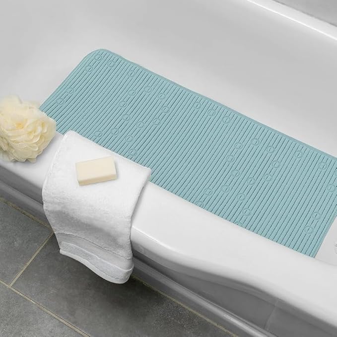 Duck Brand Clorox Bath Mat for Tubs, Non Slip Bathtub Mat with Suction Cups, 17 Inches x 36 Inches, Sky Blue, 2 Pack