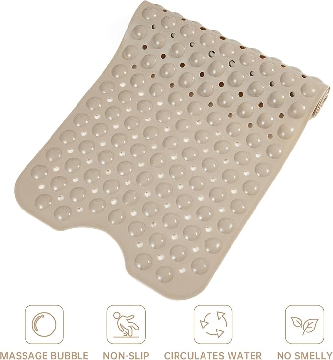 Bathtub Mats for Shower Tub Non-Slip Bath Mat 39 x 16 Inch Extra Long Shower Mat, Bath Tub Mat for Bathroom with Machine Washable, BPA Free for Kids (Brown)