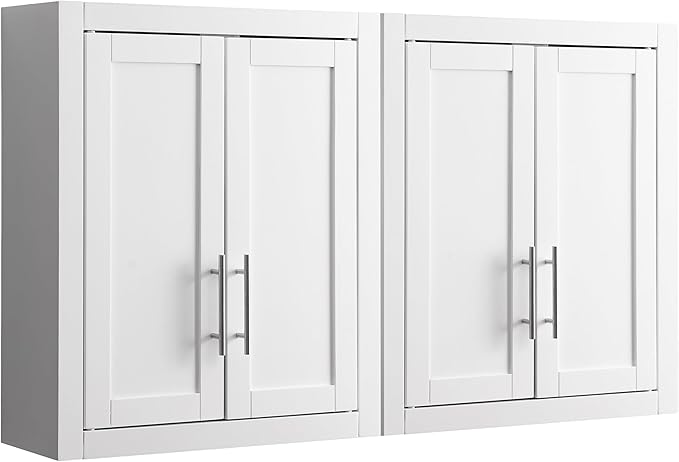 Crosley Furniture Savannah 2-Piece Wall Kitchen Storage Cabinet, Cabinets for Laundry, Bathroom, White