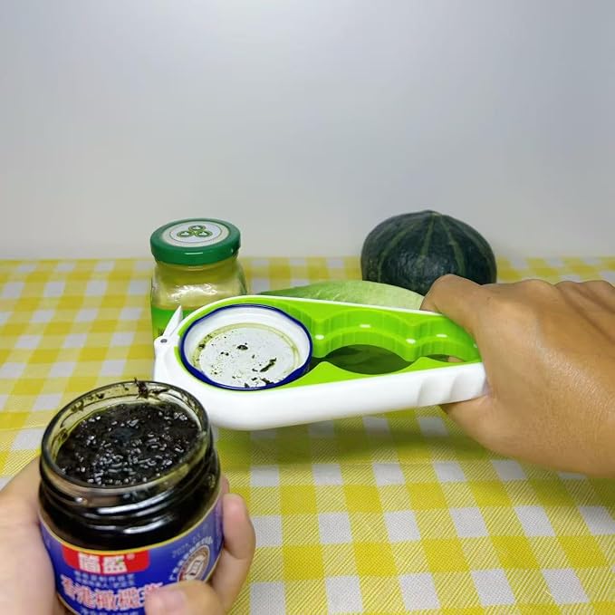 Multi-Function Bottle and Jar Opener, 6-in-1 Kitchen Tool,Glass Can Opener,Suitable for Kitchens and Dining Rooms,Can be Easily Opened by Women,Children and the Eldlely(Green)