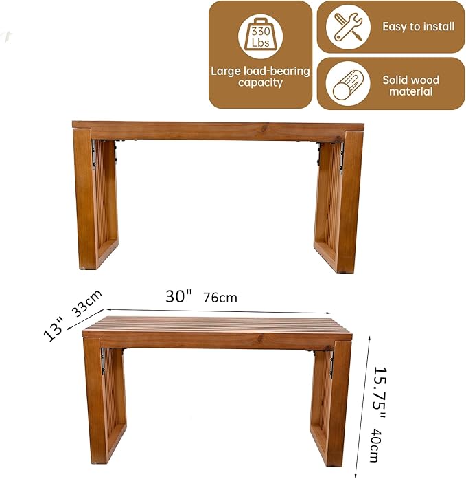 SwallowLiving 30 Inch Solid Wood Bench, Farmhouse Indoor Kitchen Dining Bench with Sturdy Construction, Multi-Purpose Backless Seat for Entryway, Outdoor Patio, Foot of Bed