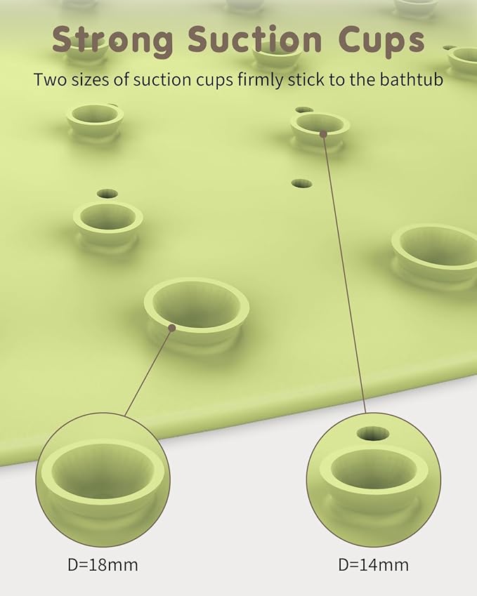 Safe Bath Solution, Bathtub Mat Non Slip for Babies, Toddlers, Kids & Pets, Natural Rubber BPA-Free Low Odor Safer Than PVC, Machine Washable, Suitable for Bathroom, Garden, and Hotel Tubs, Green