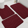 YIHOUSE Memory Foam Bathroom Rug Sets, Dark Red, 3 Piece | Ultra Soft, Absorbent, Non-Slip, Machine Washable