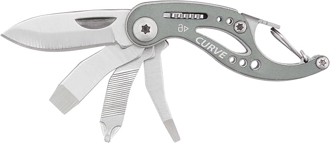Gerber Gear Curve Multi-Tool - 6-in-1 Screwdriver and Pocket Knife Set - EDC Gear Multi-Tool Keychain - Gray (Pack of 2)