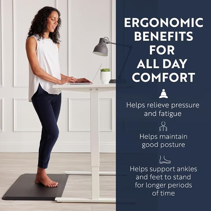 KANGAROO Cushioned Anti Fatigue Mats for Kitchen Floor, Reduce Foot, Knee, Back Pressure, 3/4 Inch Thick Ergonomic Mat, Waterproof Comfort Rug for Under Sink, Standing Desk, Store Floors, 20x32, Black