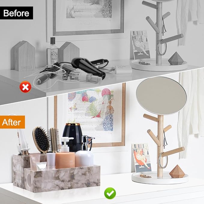 GFWARE Marble Hair Tool Organizer - Bathroom Vanity Storage for Hot Tools, Hair Dryer, Curling Iron, Flat Iron & Straightener