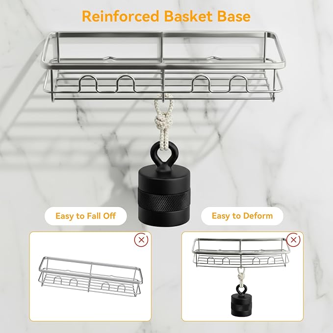 Adhesive Shower Caddy, Large Capacity Shower Racks for Inside Shower, No Drill Bathroom Shower Organizer and Storage, 2 Pack Silver Bathroom Shelves, Home Decor Rv Accessories, Apartment