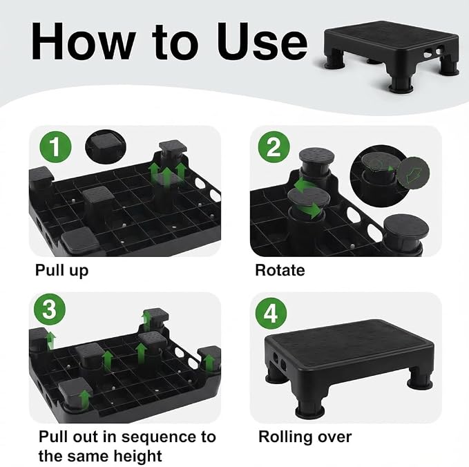 COOL-ANGLE Adjustable Step Stool for High Beds & SUV - Non-Slip Mobility Platform for Seniors, 650lbs Capacity, 3 Heights (3.4"-5"), Wide Safety Base for Car & Bath, 16.5"x12.6", Black
