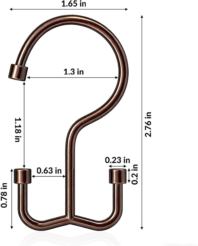 Goowin Shower Curtain Hooks, Shower Curtain Rings, Durable Rust Proof Shower Curtain Hangers, Shower Rings for Curtain, Double Glide Shower Hooks for Shower Curtain, Bronze, 24 Pack-Cylinders